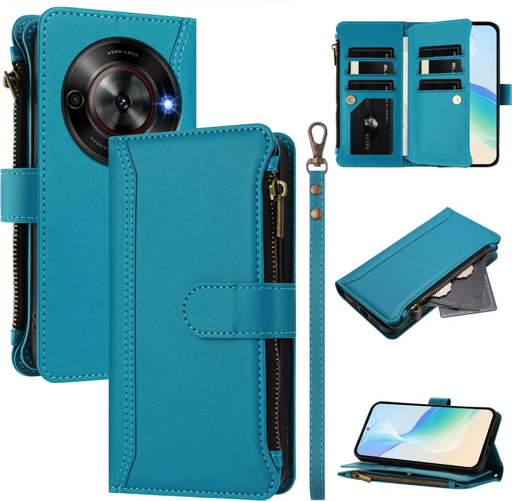 Custodia ZTE Blade A73 5G / Nubia Focus - Portafoglio in Pelle Blu Lake