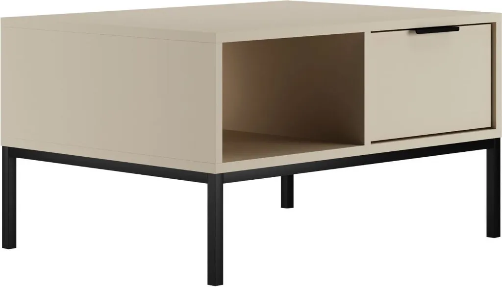 Table basse moderne Cachemire 80 cm avec pieds noirs design épuré