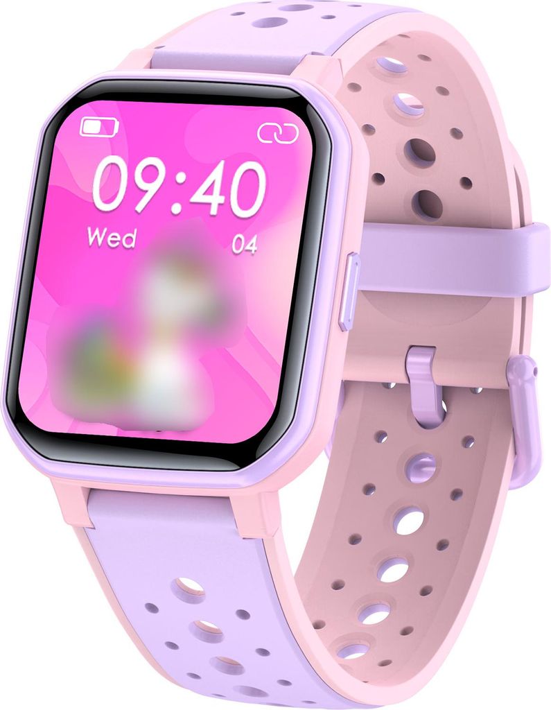 Smart Kids Watch für Jungen und Mädchen mit 1,54-Zoll-TFT-Bildschirm 5 Puzzle-Spiele Schrittzähler Nachricht Reminder lila