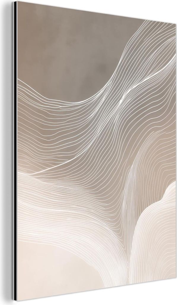 MuchoWow Wanddekoration Metall Metallbild Wandkunst 60x80 cm Wellenlinien - Luftströme - Harmonisch MuchoWow Aluminium Gemälde - Wanddekoration M...