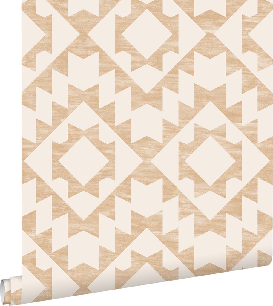 ESTAhome Tapete Marrakescher Aztec-Teppich Beige 53 cm x 10.05 m
