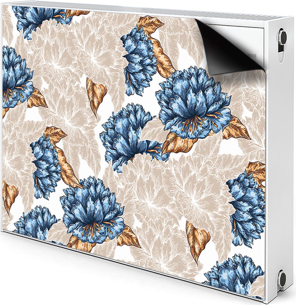 Magnet Heizkörperverkleidung Heizkörper-Abdeckung Heizung Heizkörper 90x60 cm - Blaue, Blumen
