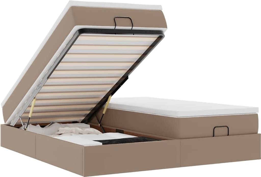vidaXL Ottoman-Bett mit Matratzen Cappuccino 180x200cm Kunstleder
