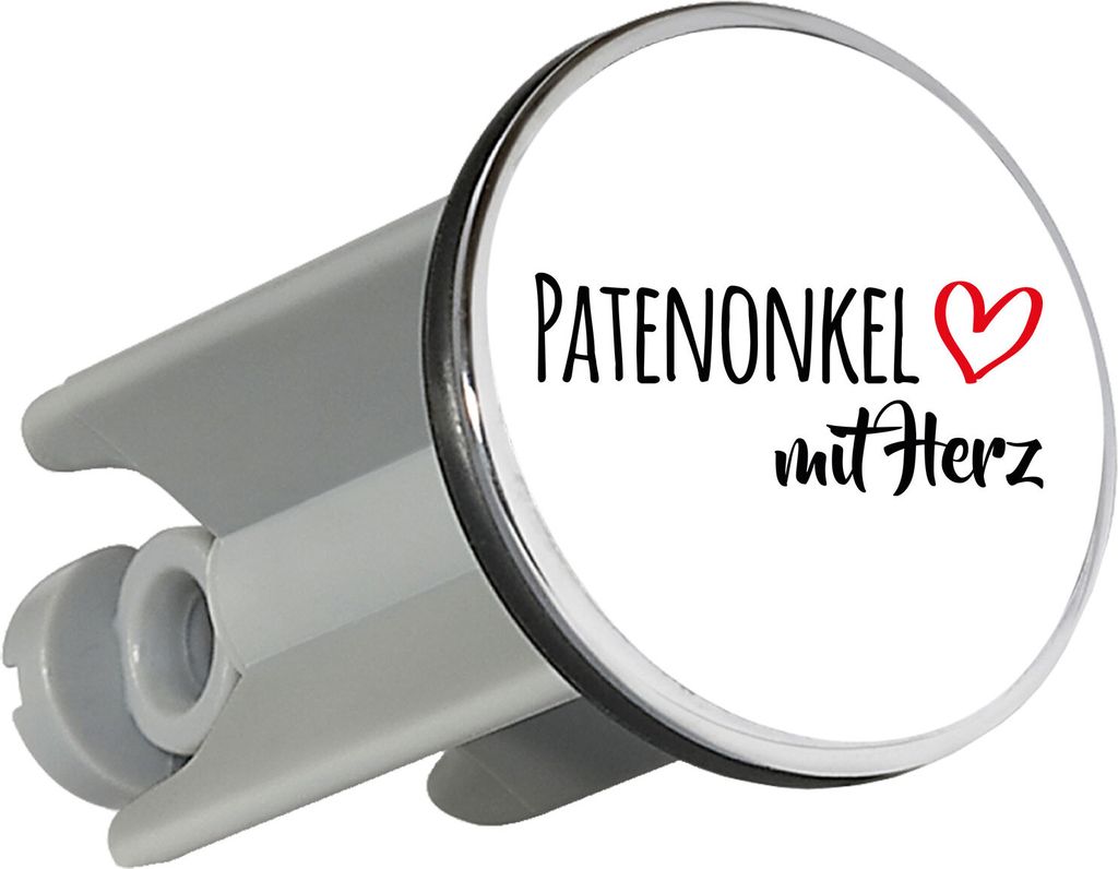 Huuraa Waschbeckenstöpsel Patenonkel mit Herz 4cm höhenverstellbar Abflussstopfen Geschenkidee