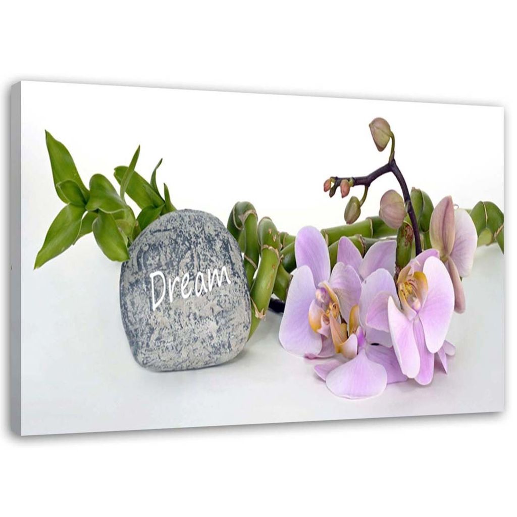 Leinwandbild orchideen am traumstein 100x70 cm Feeby grau wandbild bereit zum aufhängen