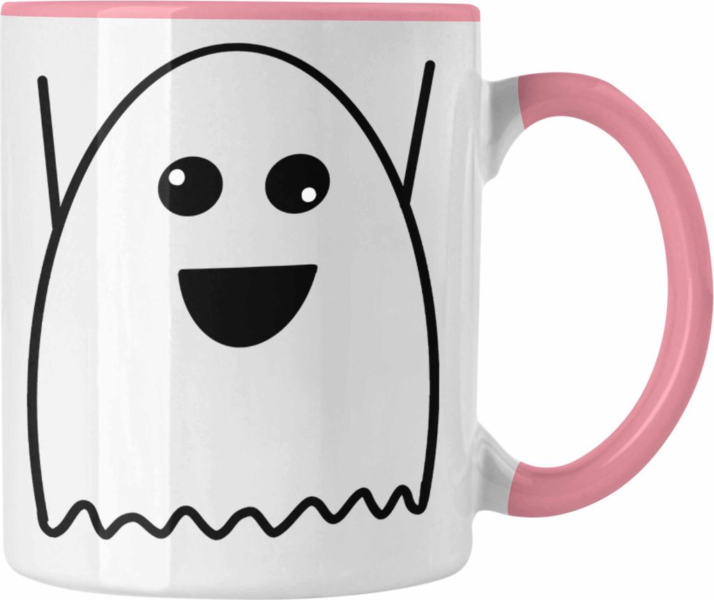 Trendation - Halloween Tasse Kürbis Dekoration Becher Lustiger Geist (Rosa)