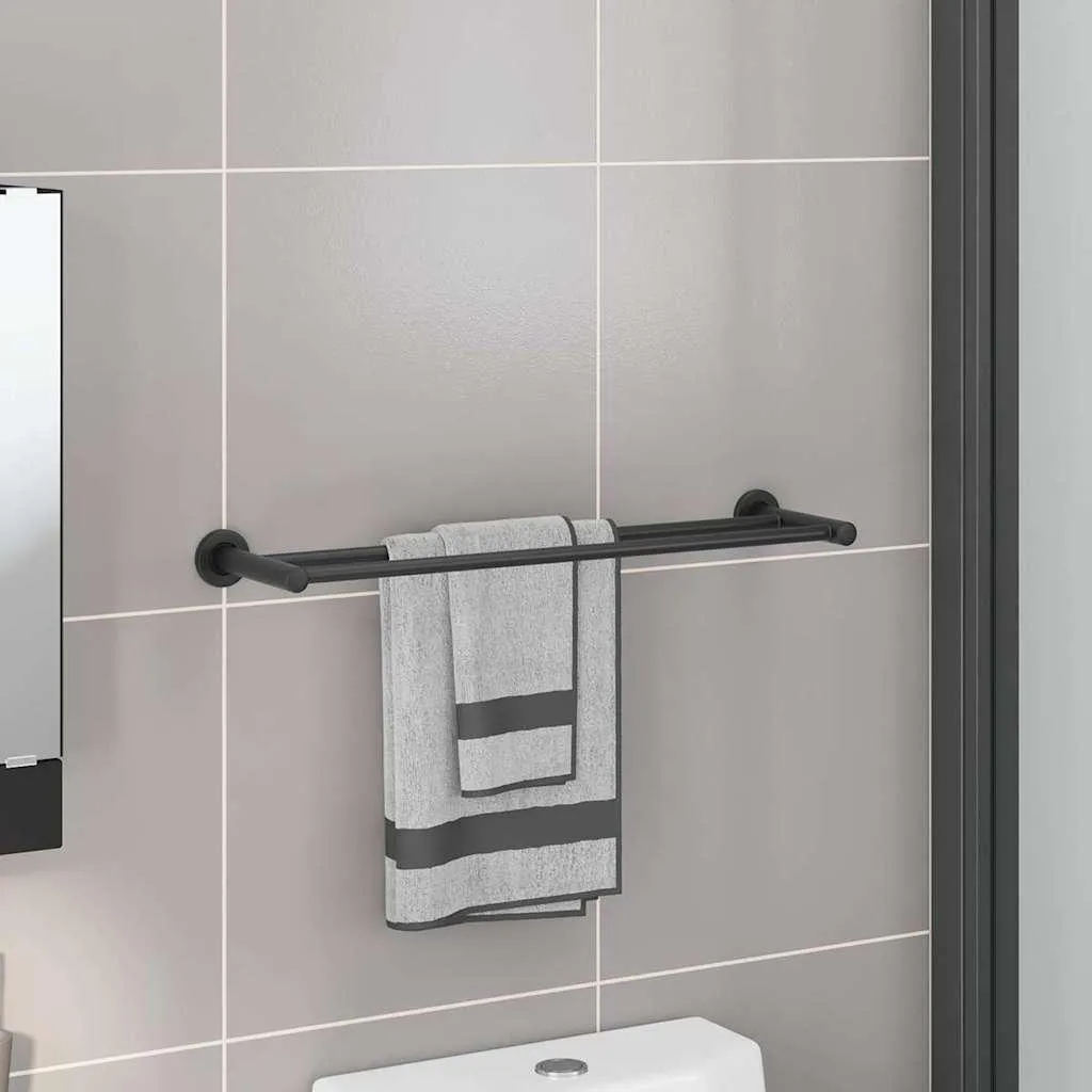 vidaXL Portasciugamani nero 61 x 14,5 x 5 cm in acciaio inox