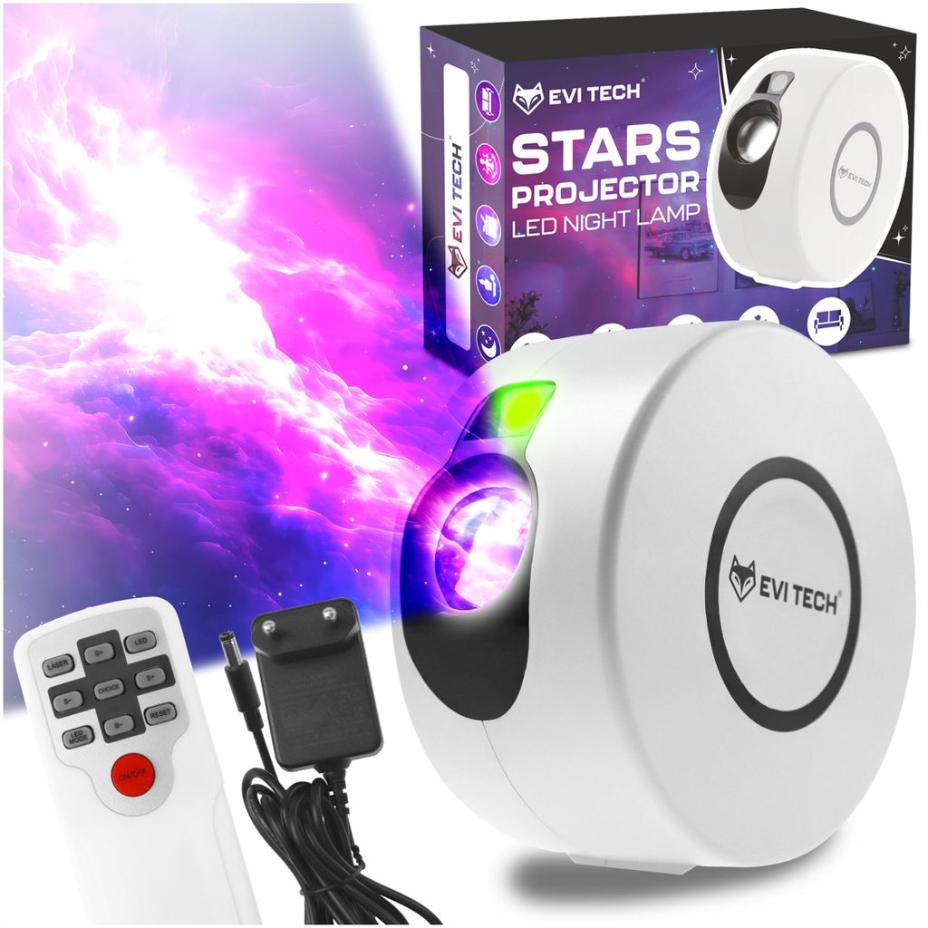 LED Sternenprojektor Galaxy Star, 3D Nachtlicht Beamer mit Fernbedienung, Sternenhimmel Projektor für Kinder & Schlafzimmer, EVI TECH GalaxyStar 2.1
