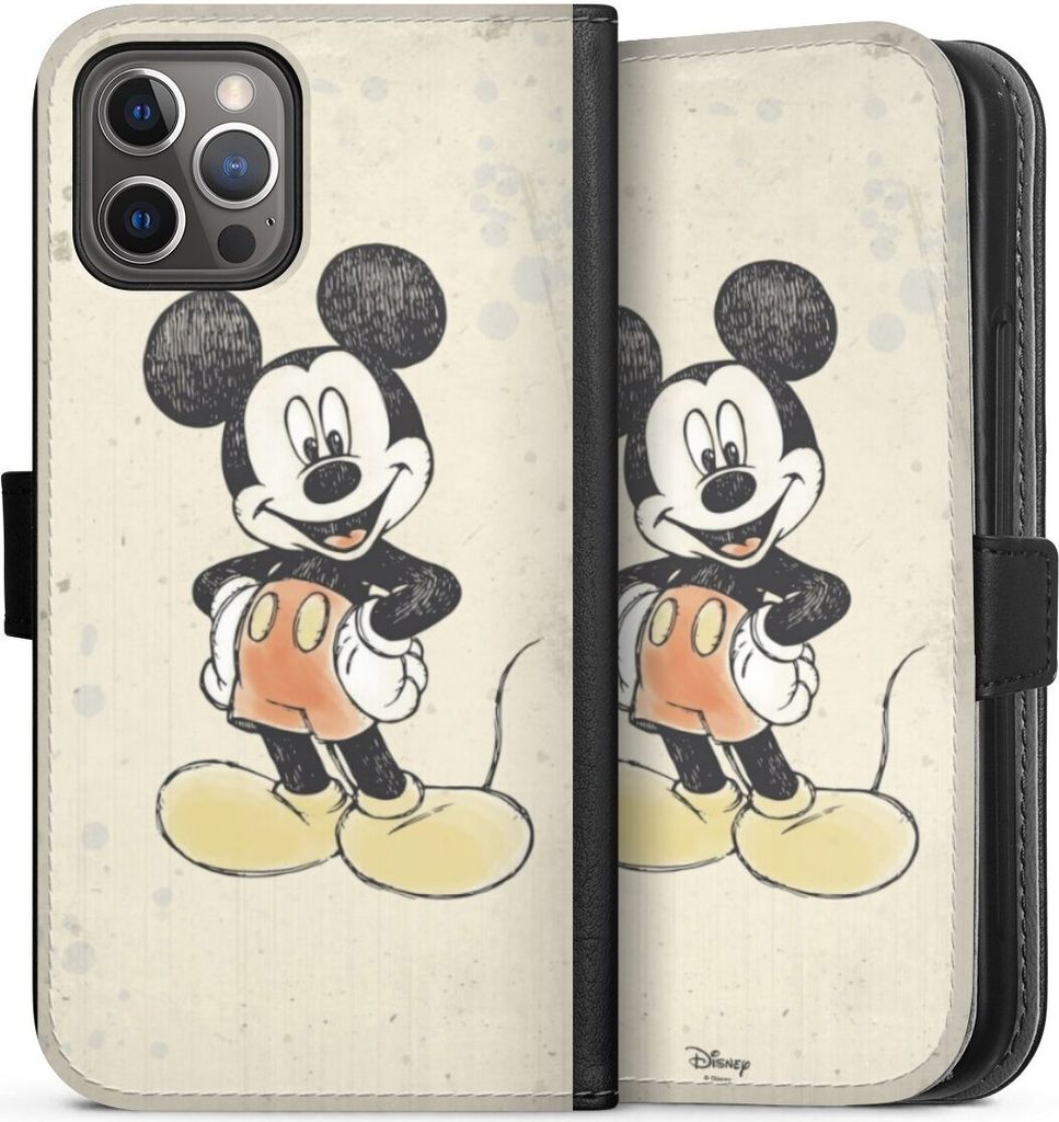 DeinDesign Klapphülle für Apple iPhone 12 Pro Handytasche Lederhülle Tasche Mickey & Minnie Mouse Offizielles Lizenzprodukt Wasserfarbe