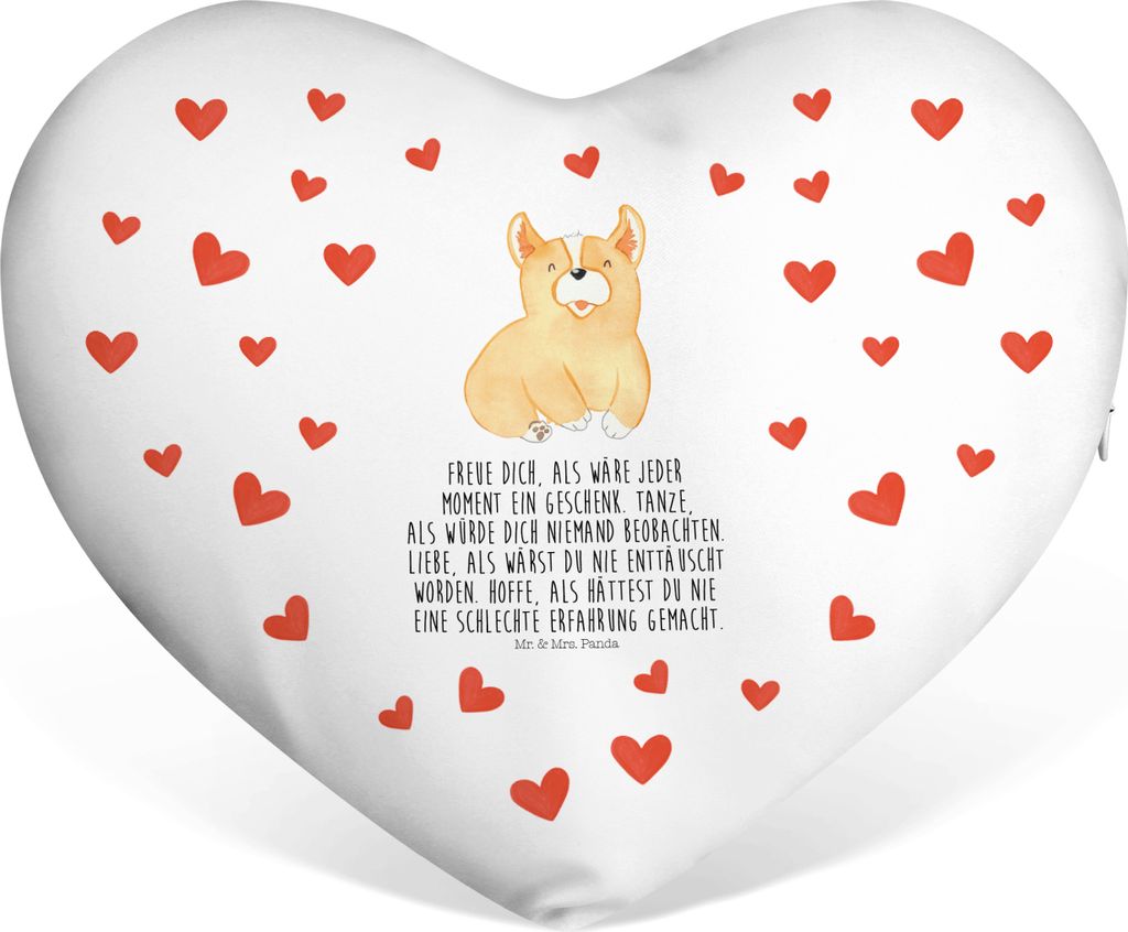 Mr. & Mrs. Panda Sofakissen Corgie - Weiß - Geschenk, Hund, Liebeskissen, Kuschelkissen, Lebensfroh, dekoartikel, Dekokissen, Spruch, Corgi, Sprü...