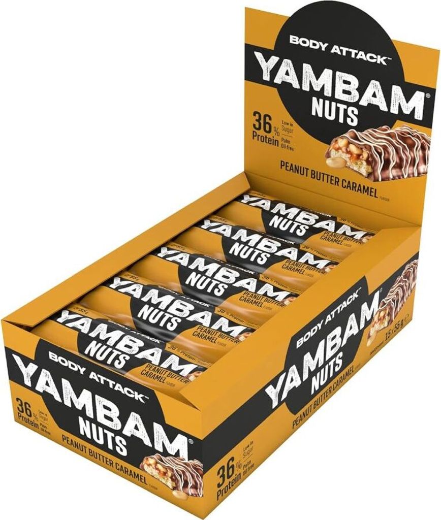 Body Attack Yambam- 15 Riegel a 55g Peanut Butter Caramel Nuts