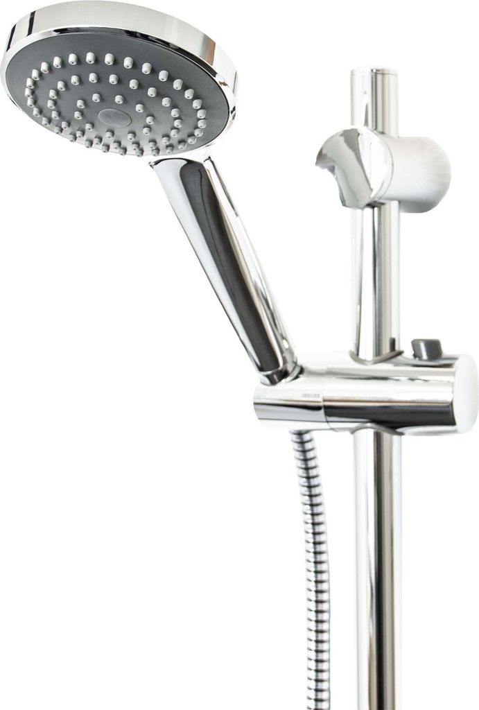 tecuro Brauseset Komfort-100 - mit Handbrause 1-strahlig, Brauseschlauch 150 cm, Wandstange 70 cm