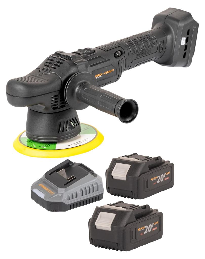 Procraft PM20bb Akku Poliermaschine 20 V 150 mm + 2x Akku 4,0 Ah + Ladegerät