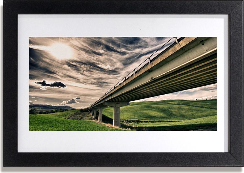 Bild 30x20 MDF-Rahmen Wandkunst Tal Autobahnbrücke
