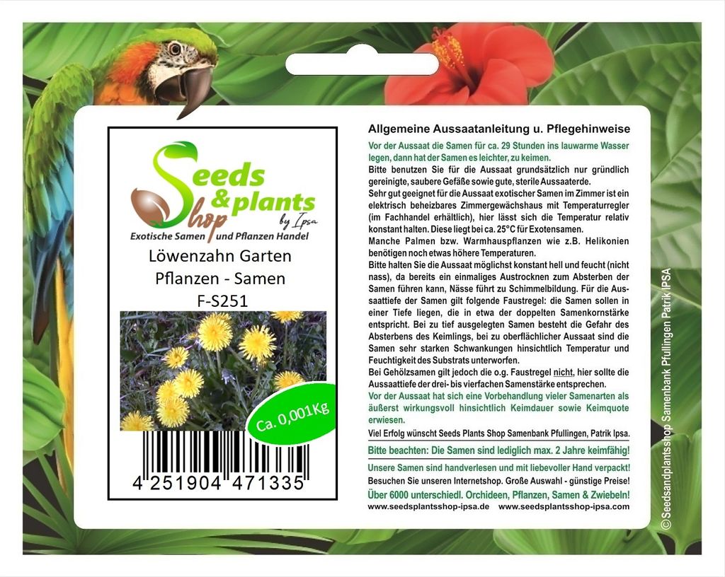 1 g Löwenzahn Garten Pflanzen - Samen F-S251