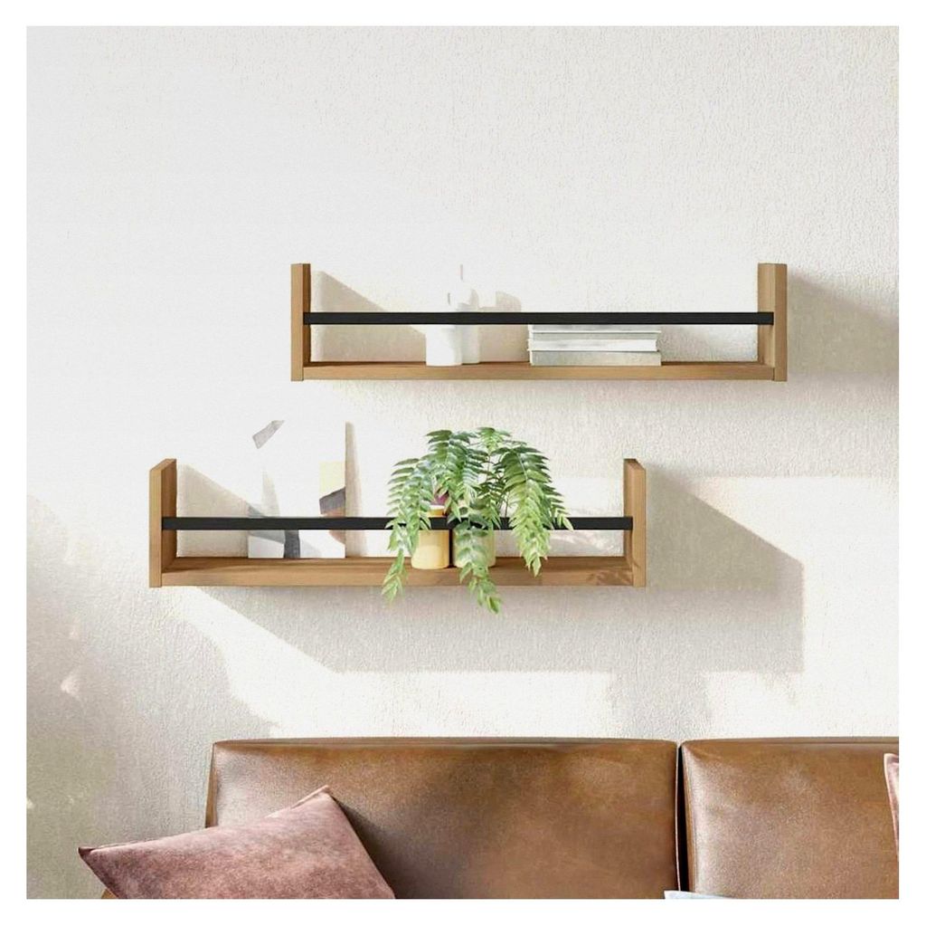 Rustikales Wandregal aus Holzwerkstoff - Deko- und Bücherregal für Wohnzimmer und Büro