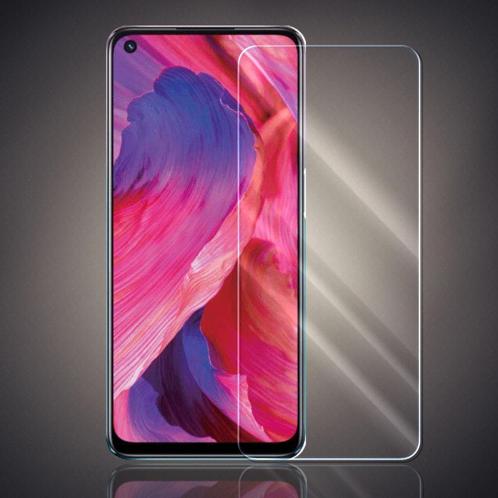 A transparent screen protector is shown next to a smartphone with a colorful wallpaper.
