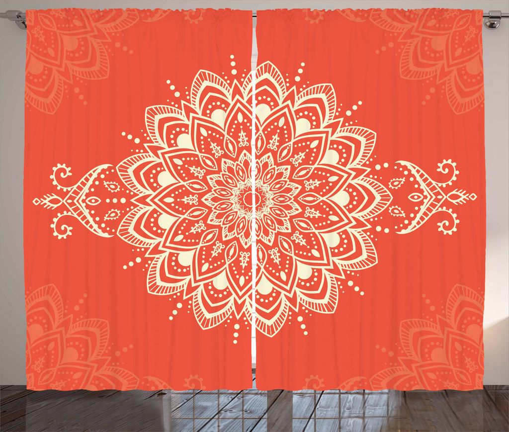 ABAKUHAUS orientalisch Rustikaler Vorhang, Kaleidoskopische Mandala-Kunst, Wohnzimmer Universalband Gardinen mit Schlaufen und Haken, 280 x 225 cm,...