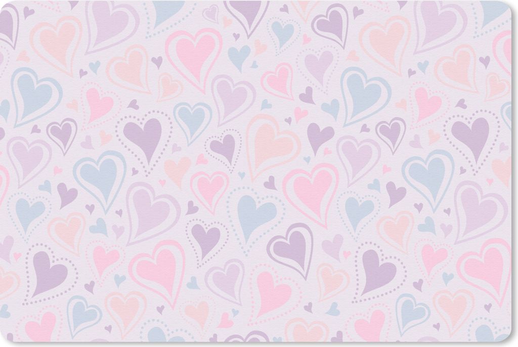 MuchoWow Schreibtischunterlage Mädchen - Herzen - Schnittmuster - Mädchen - Kinder - Kinder 60x40 cm - XXL Mauspad - Großes Mauspad