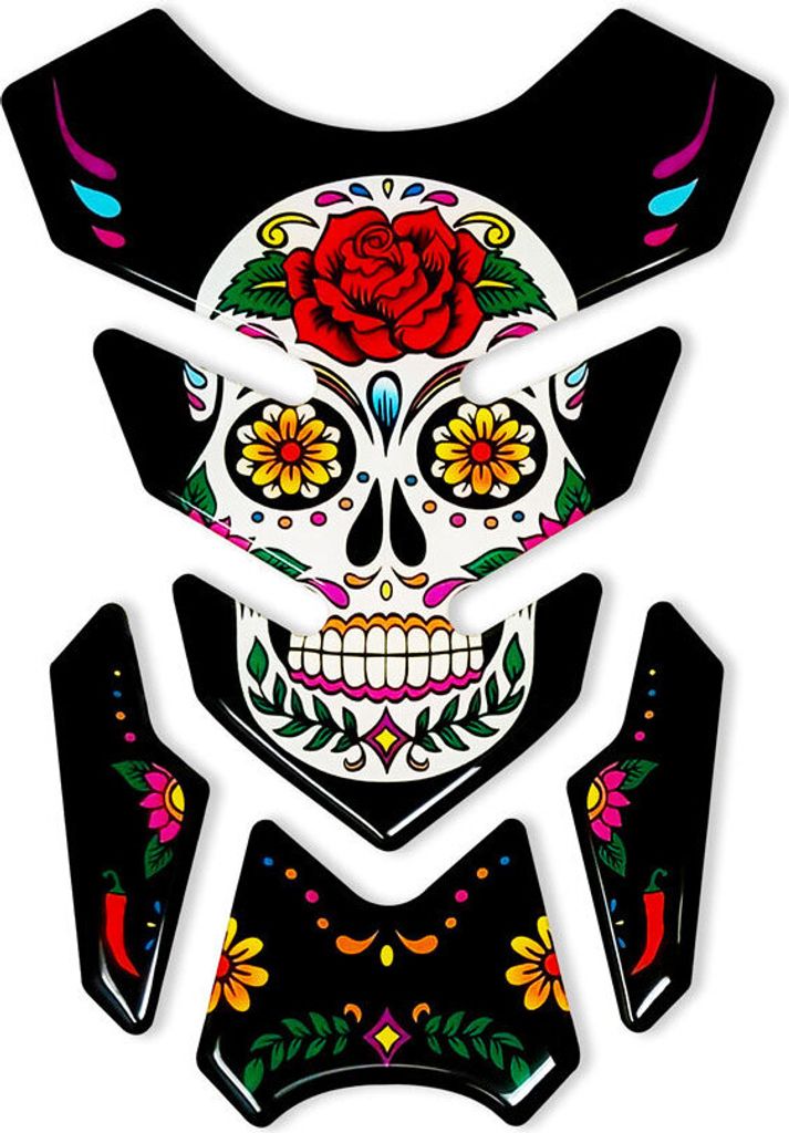 Tank Pad 3D Aufkleber für Mexikanische Totenkopf Motorrad