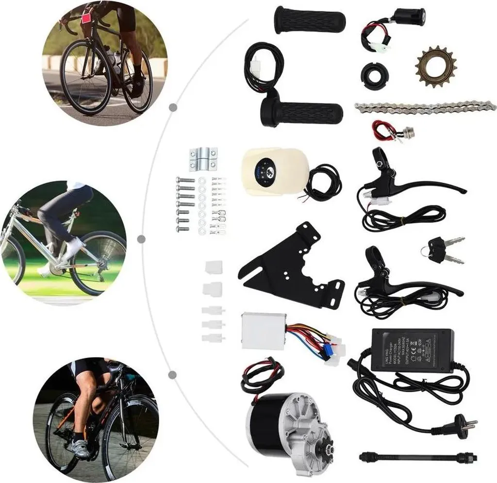 Kit Trasformazione Bici Elettrica 24V 250W Motore a Catena Nero - 1