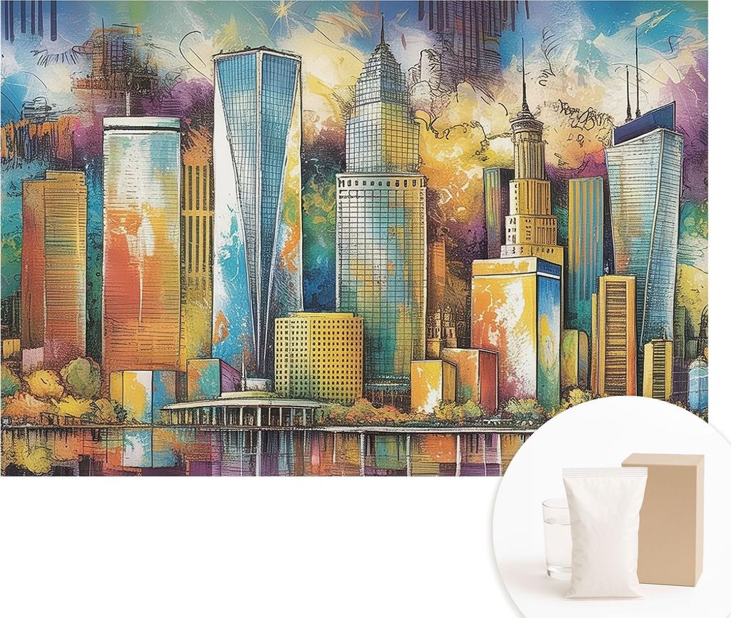 Fototapete - Wandbilder für Wohnzimmer - 104x70 cm - Dekorative Wandfolie - Modernes Design für Wanddekoration - Tapeten für Innenräume - Stadt...