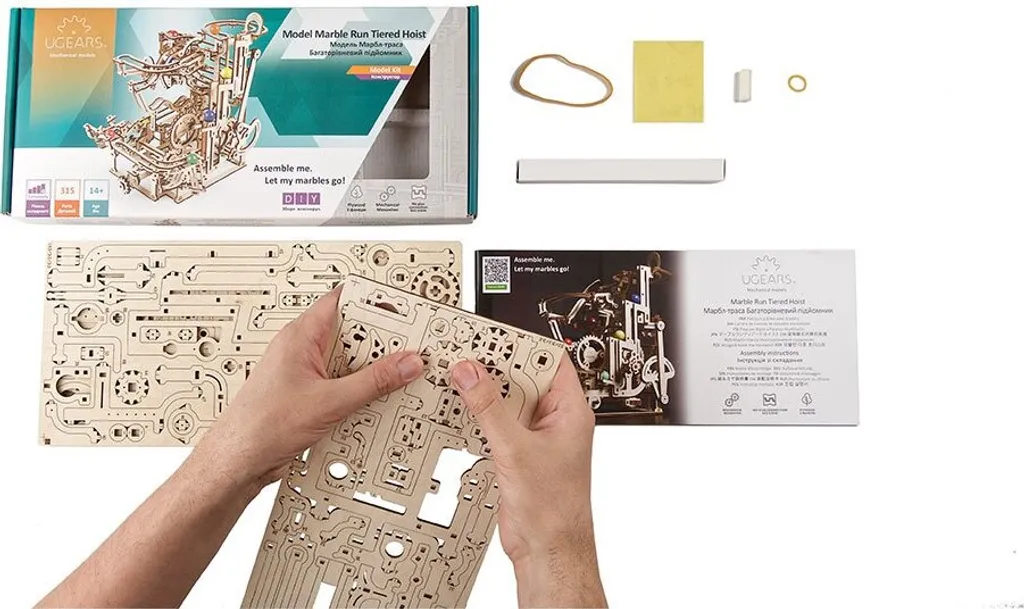 Puzzle 3D Bois Marble Run Horizontal Hoist - Circuit à Billes Mécanique - 16