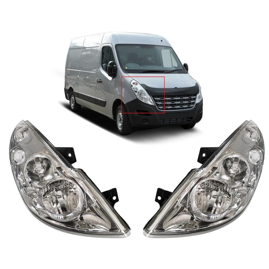 Optiques de phare avant pour Master 3 et Movano B 2010 à 2014 Pack L+R complet