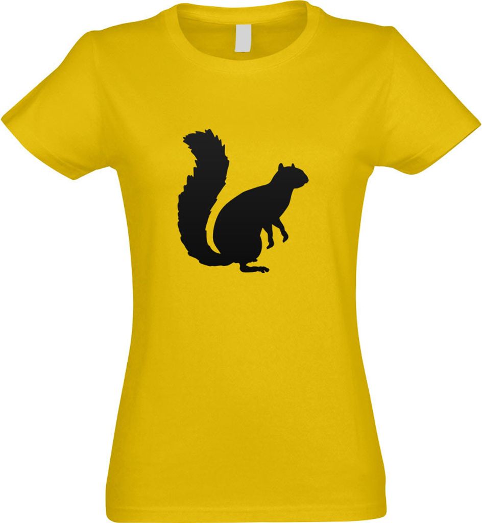 Kiwistar - T-Shirt tailliert - Damen - gelb - Eichhörnchen - Squirrel - mit Motiv Bedruckt - Funshirt Design - Sport - Freizeit - Damen - XXL