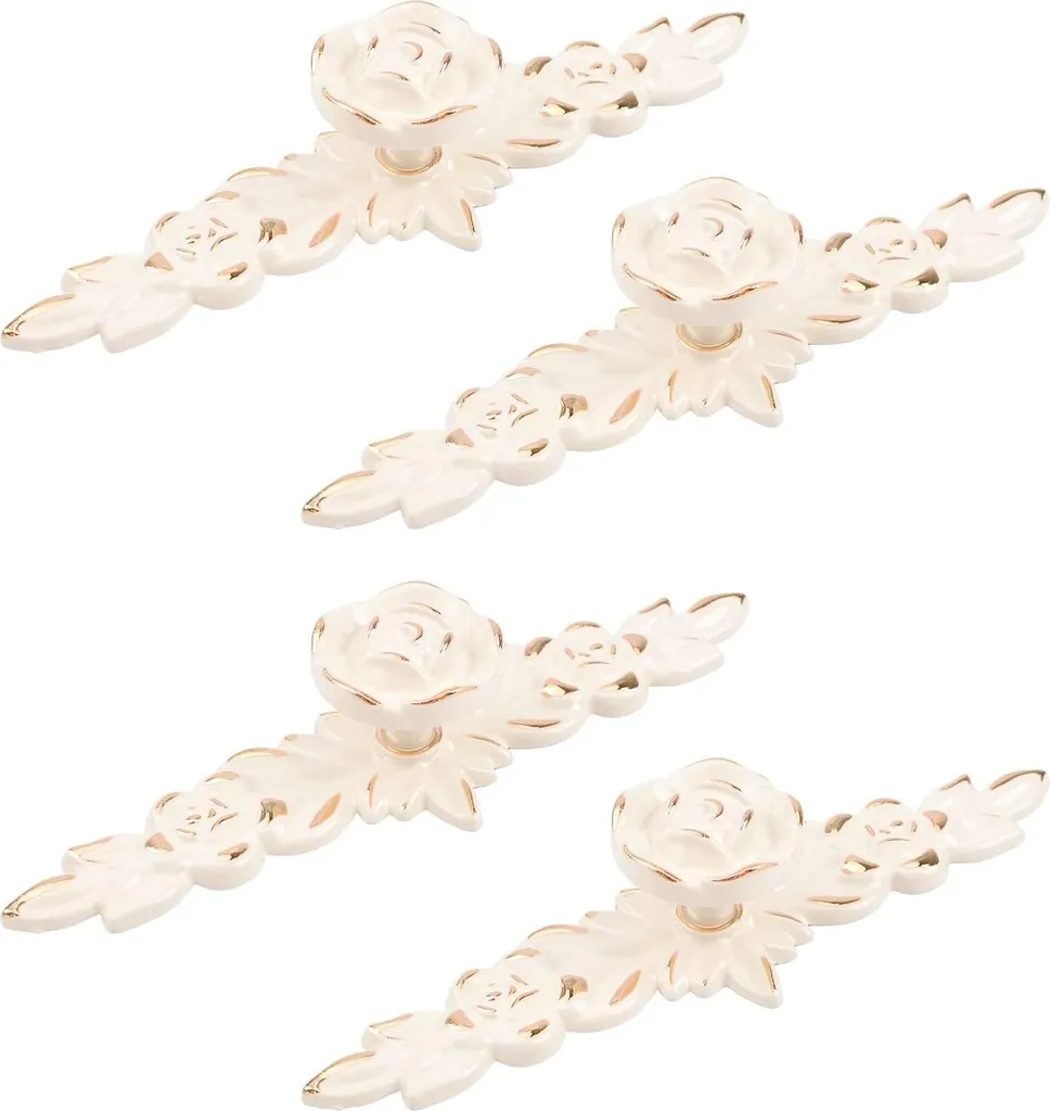 Allecto Premium Boutons de Jardinière Vintage Set de 4 avec Bord Doré