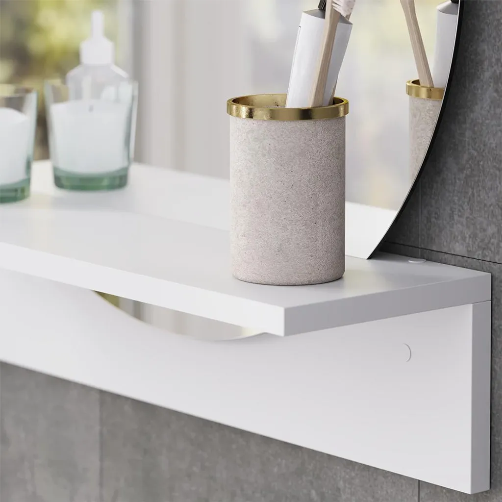 Miroir avec tablette Vicco Elyra 50 cm blanc rangement intégré chic