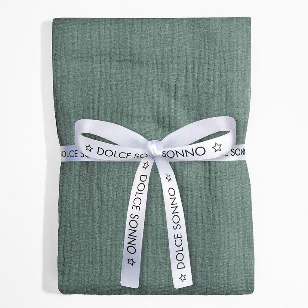 DOLCE SONNO Musselin Babydecke 110x110 – 100% Baumwolle – Musselin Windel – Baby Wickeltuch – Lorbeergrün