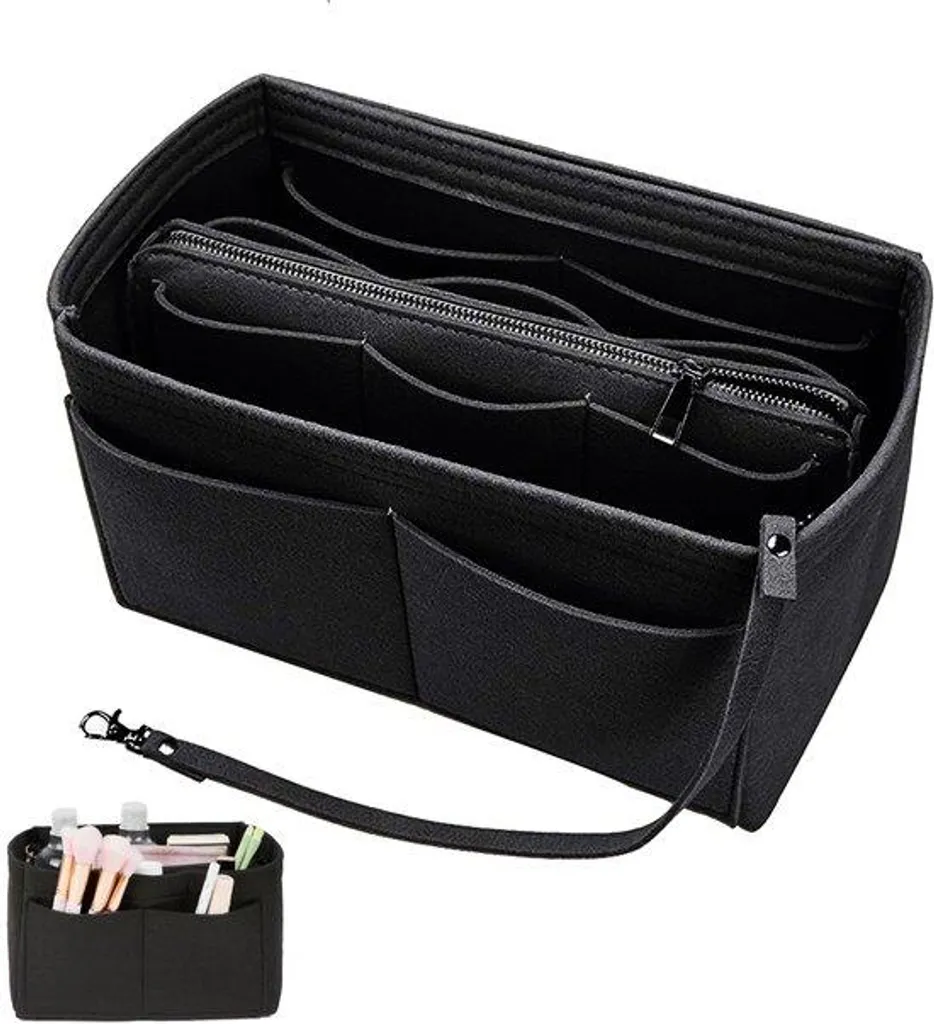 Trousse cosmétique de voyage 2-en-1, organisateur de maquillage noir