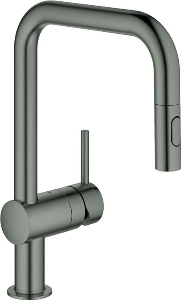 GROHE Minta Einhand-Spültischarmatur, Ausladung 225mm, U-Auslauf, herausziehbar, Easy Docking, Dual-Spülbrause, schwenkbar, 32322AL2