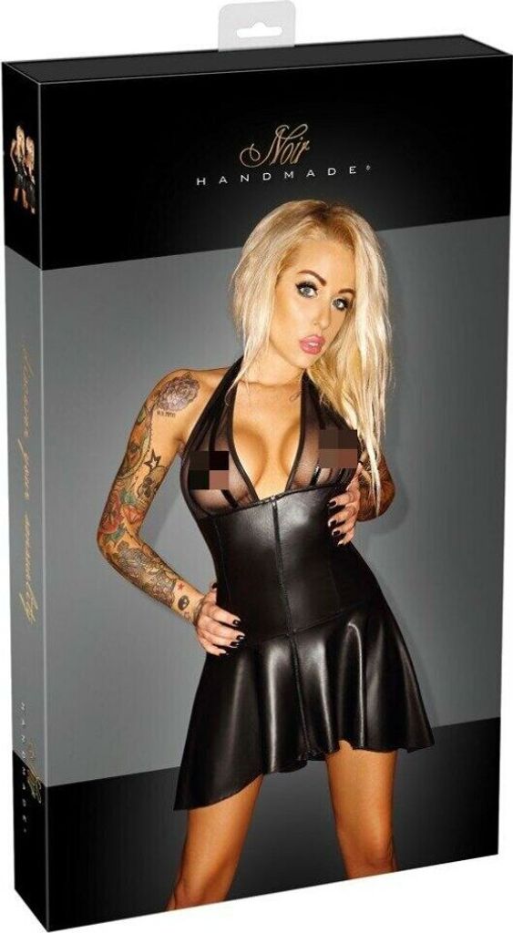 Wetlook-Kleid mit Powernet
