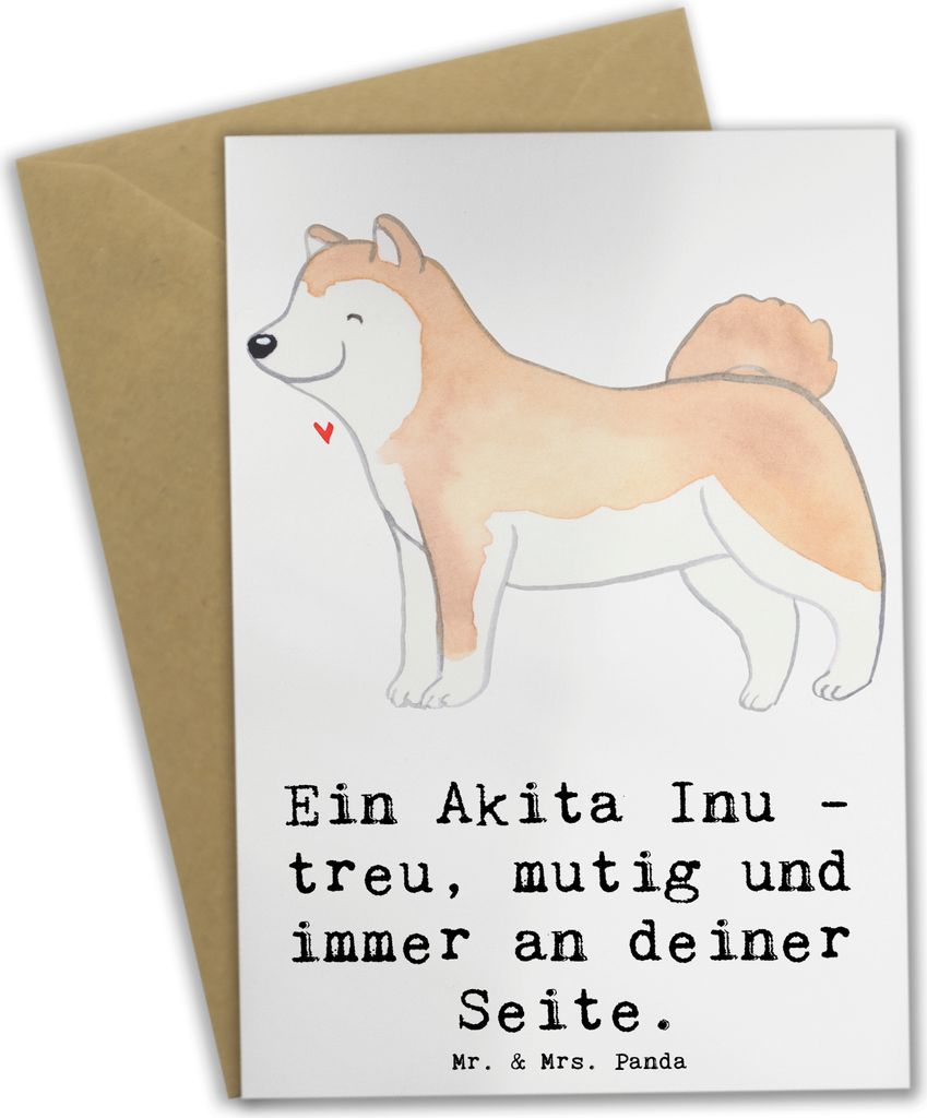 Mr. & Mrs. Panda Grußkarte Akita Inu Freund - Weiß - Geschenk, bedingungslose Unterstützung, Hund, einladungskarten, Hunderassen Eigenschaften, ...