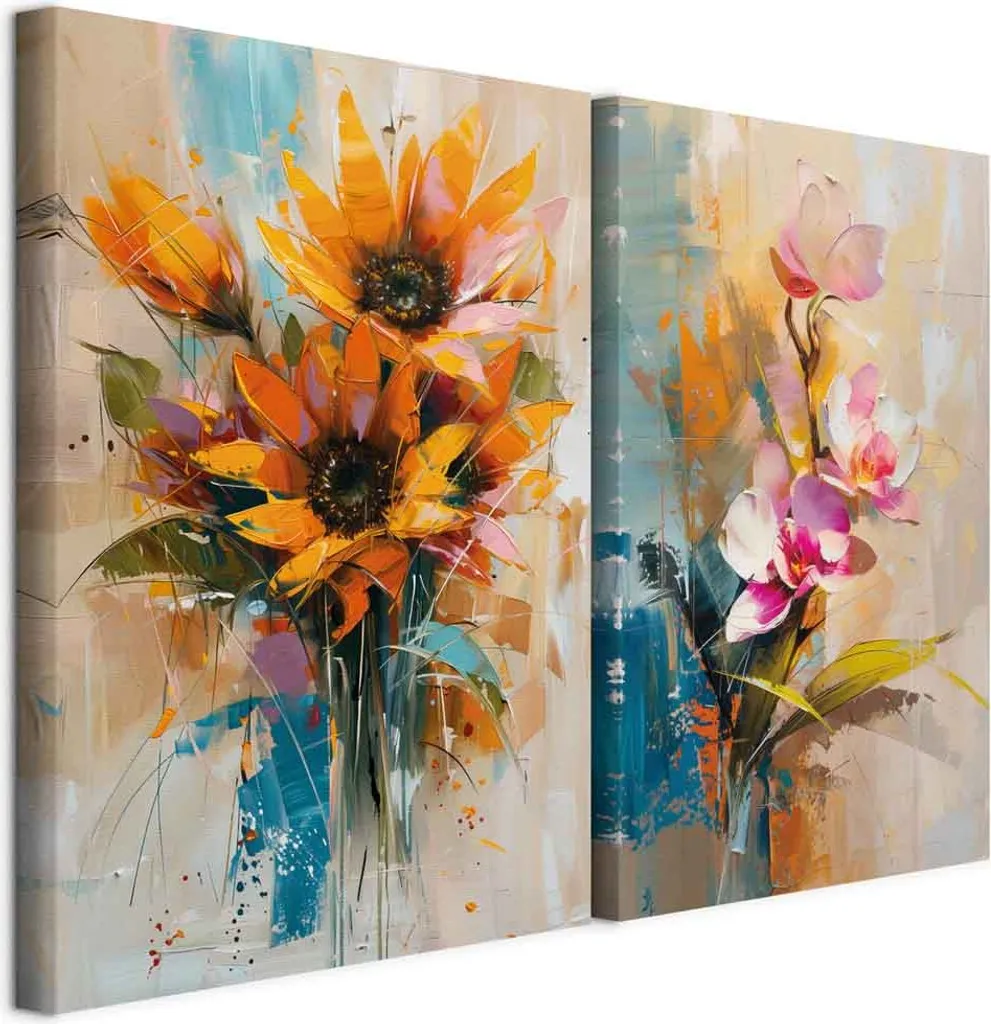 murando - Set di quadri acustici floreali 40x30cm 2 pezzi 20x30cm ciascuno Collage 2 pezzi Multipart Paintings Art Print Mural Sound Absorber Acoustic Panels - Camera da letto astratto Shabby Chic b-H-10212-b-a