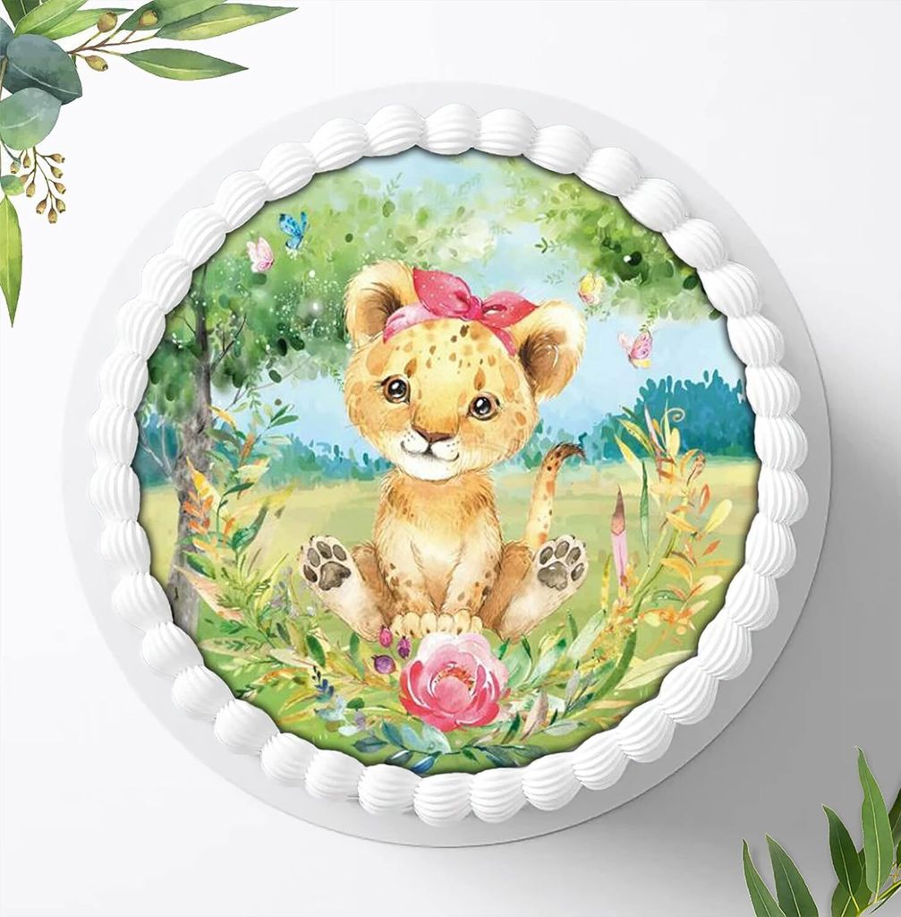 Für die Geburtstags Torte ein Tortenaufleger, Zuckerbild mit dem Motiv: Safari, Essbares Foto für Torten, Fondant, Ø 20cm, 0820z