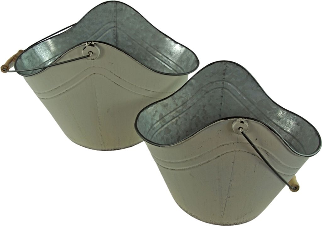 Wunderschöner Pflanzeimer oval weiß groß ca. 27 cm - Gartendekoration