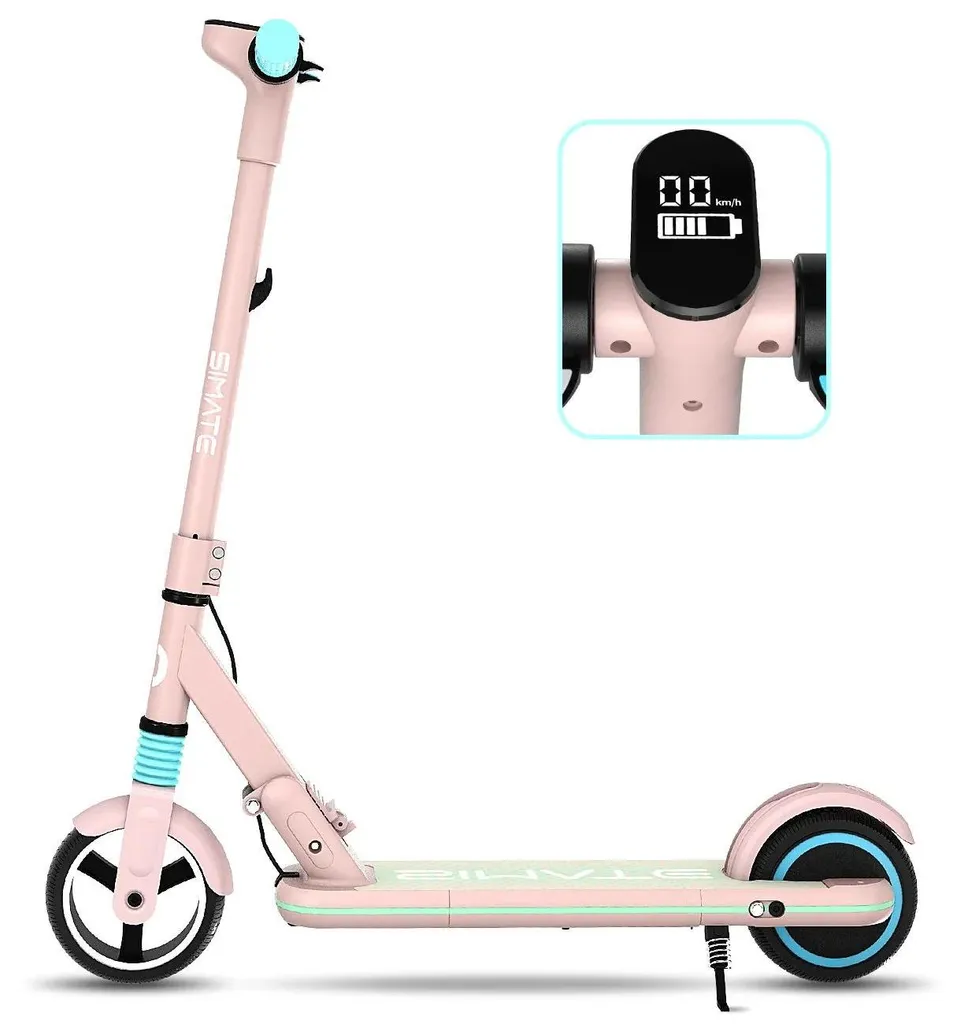 Patins à moteur S3 enfant bordeaux pliable avec roues pleines de 16,5cm