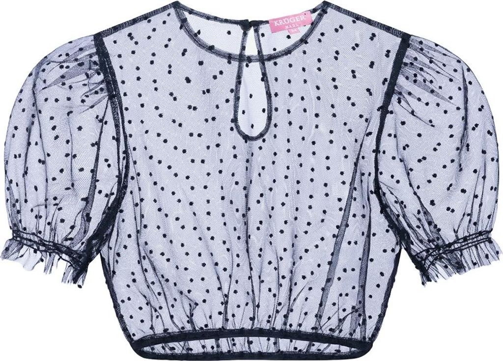 Krüger Dirndlbluse Faora blau Größe 32 mit transparentem Produktbild 
