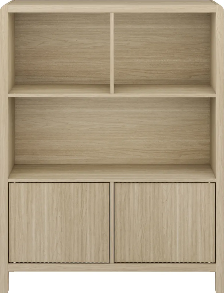 Commode Sideboard 2 Portes et 5 Compartiments en Bois de Chêne