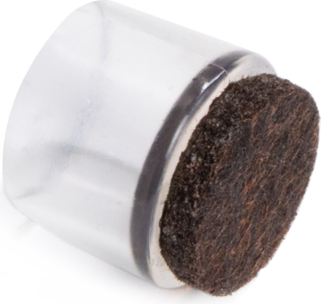 Adsamm | Adsamm / 16 x Stuhlbeinkappen mit Filz / Ø 25 mm / für runde Rohre Ø 24 - 25 mm / Transparent / rund / Filz-Möbelgleiter für Stah...