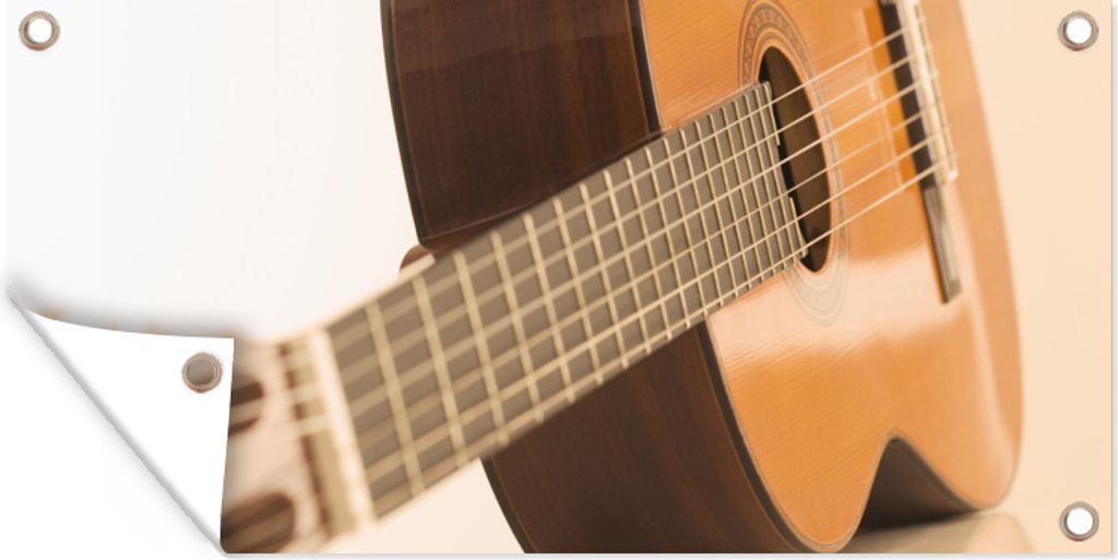 MuchoWow 160x80 cm Outdoor-Poster Gartendeko Sichtschutz Garten Poster für den Garten Eine auf der Seite liegende akustische Gitarre