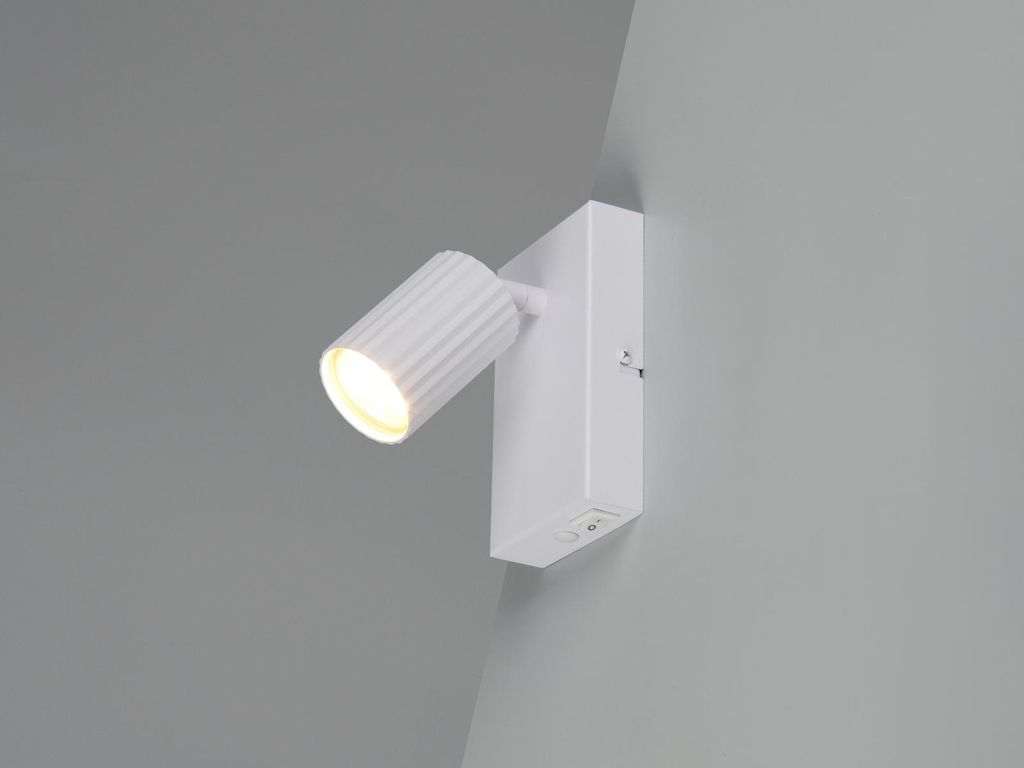 Moderner LED Innen Wandstrahler 1-flammig Weiß mit Schalter, Wandspot schwenkbar