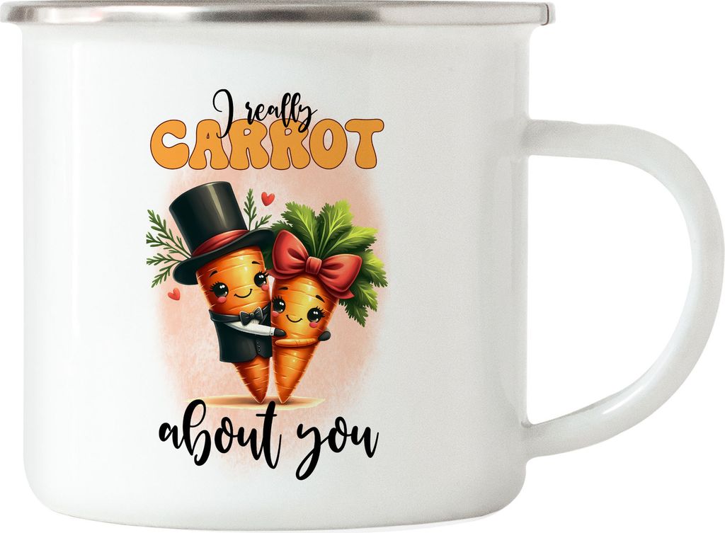 I Really Carrot About You Liebe Karotte Spruch Emaille Tasse