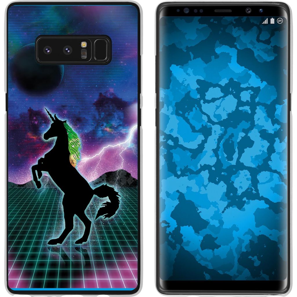 PhoneNatic Case kompatibel mit Samsung Galaxy Note 8 Silikon-Hülle Retro Wave Einhorn M2