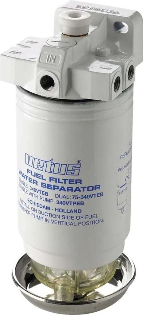 Vetus 380 L/h Wasserabscheider Kraftstofffilter Mit Pumpe Weiß Weiß One Size