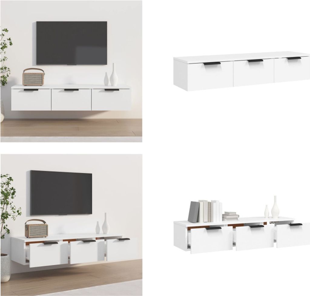vidaXL Wandschrank Weiß 102x30x20 cm Holzwerkstoff - Wandschrank - Wandschränke - Hängeschrank - Hängeschränke