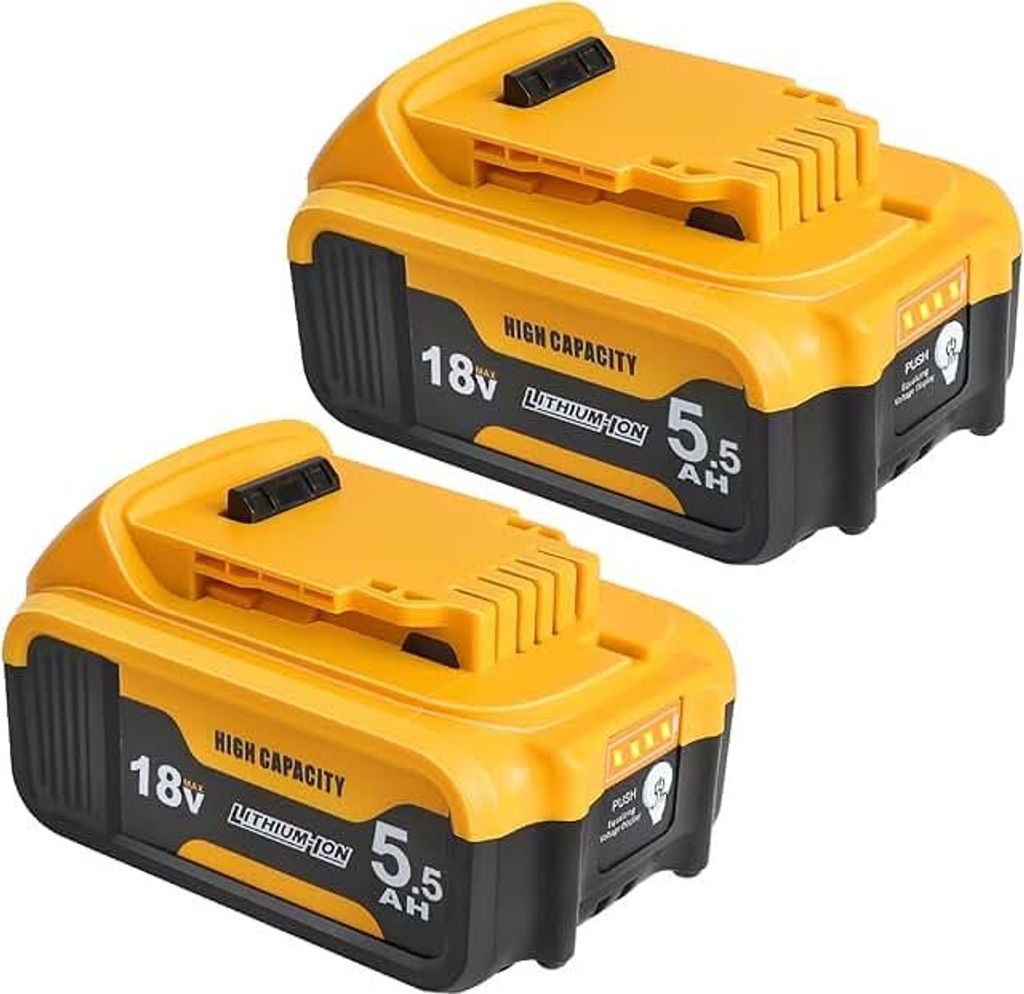 2 Stück DCB184 18V 5,5Ah Li-ion Ersatz Akku Kompatibel mit Dewalt 18V Akkus DCB180 DCB182 DCB181 Elektrowerkzeuge
